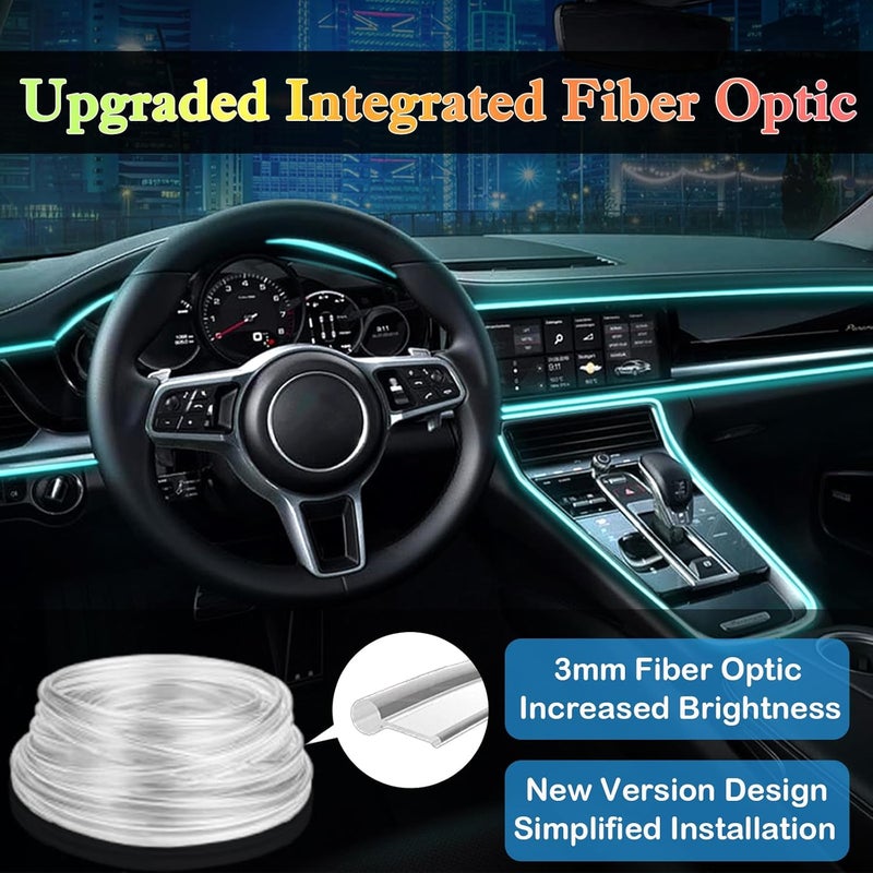DEHERANE Interior Car LED Strip Lights, RGB 6 in 1 Ambient Lighting Kit with 315 inches Integrated Fiber Optic, 16 Million Colors Car Interior Lights with Wireless APP& Remote Control, Sync to Music - Image 4